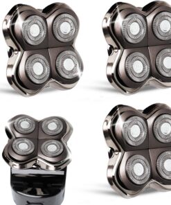 Paquete de 3 cabezales de repuesto profesionales para afeitadoras de cabeza calva doradas, plateadas, serie Diamond PRO... Cuchillas autoafilables con lámina hipoalergénica