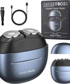 BarberBoss Afeitadora compacta con sensor para hombre, afeitadora con sensor inteligente táctil, cabezal giratorio de doble anillo, afeitadora eléctrica portátil para hombres, QR-2711