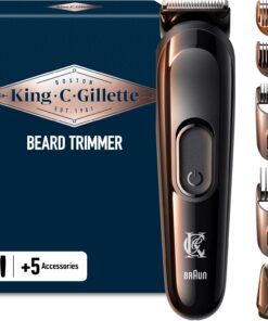 King C. Gillette Cortapastas para hombre, sin cables, cuchillas de afeitar de larga duración, afeitadora eléctrica para barba con cabezal lavable, 4 peines reguladores, idea regalo hombre