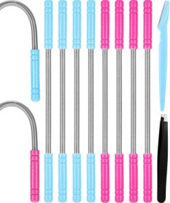 Conjunto de 14 Piezas Depilación de Facial Incluye Resorte de Depilación Rasuradoras de Cejas Pinzas Biseladas para Elimina Pelos en Labio Superior, Mentón y Mejillas para Mujer Cara (Color A)