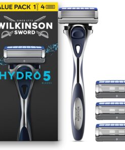 Wilkinson Sword Hydro 5 Maquinillas para hombre, pack ahorro, hidratantes, cuchillas con revestimiento de carbono, mango de maquinilla con 4 recambios de cuchilla