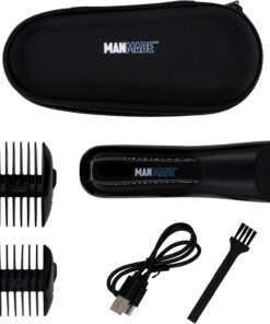 Manmade Recortadora de pelo de viaje, juego de 6 piezas de peluquería corporal para hombres, inalámbrico y recargable