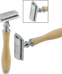 Crema de afeitar de mango de madera doble Edge cuchillas de afeitado (no incluido)