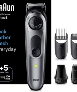 Braun Cortacésped De Barba Series 5 BT5440, Cortacésped Para Hombres Con Herramientas De Diseño, 100 Minutos De Autonomía