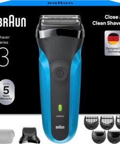 Braun Series 3 Afeitadora Eléctrica Hombre, 310BT, Azul | Máquina de Afeitar Barba Recargable, 2 Láminas, Cabezal de Recortadora de Barba, 30 Min de Autonomía, Carga Rápida