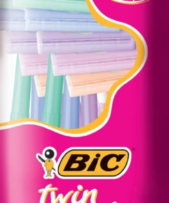 BIC Twin Lady Afeitadoras desechables para mujer de acero inoxidable de, cabeza estrecha precisa, mango ligero colorido - Bolsa de 10 unidades