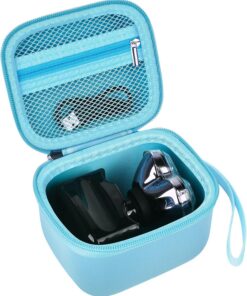 ANKHOH Razor - Estuche de viaje para afeitadora de calavera Pitbull dorado/plateado/platino PRO | Bolsillo de malla con cremallera para guardar cuchillas, cepillos y cable; correa de mano desmontable para viajes, solo funda