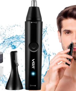 VGR Recortadora de pelo de nariz y orejas para hombres con accesorio de maquinilla de afeitar de cejas, máquina eléctrica nasal facial masculina