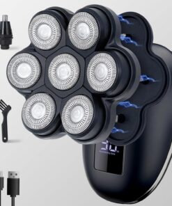 Afeitadoras eléctricas de cabeza para hombres calvos, maquinilla de afeitar de cabeza para hombres con recortadora de patillas de nariz, LED, bloqueo de viaje