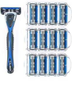 Personna Men's 5 Blade Razor System - Mens Shaving Razors - Razor Handle with 12 Replacement Cartridges