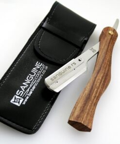 Navaja de afeitar de madera para hombre - Navaja de afeitar clásica de barbero (Wood-r5.N) + funda